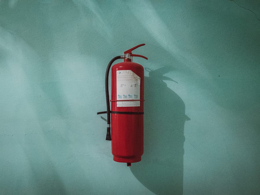 fire extinguisher on the wall